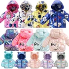 Пуховик с капюшоном и изображением Микки-Мауса, для девочек