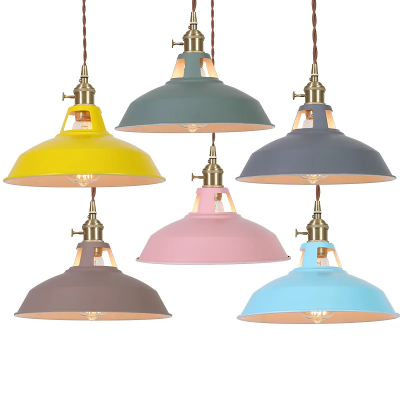 

Nordic personalized color single-head chandelier modern simple dining table Bar Cafe bedroom small chandelier