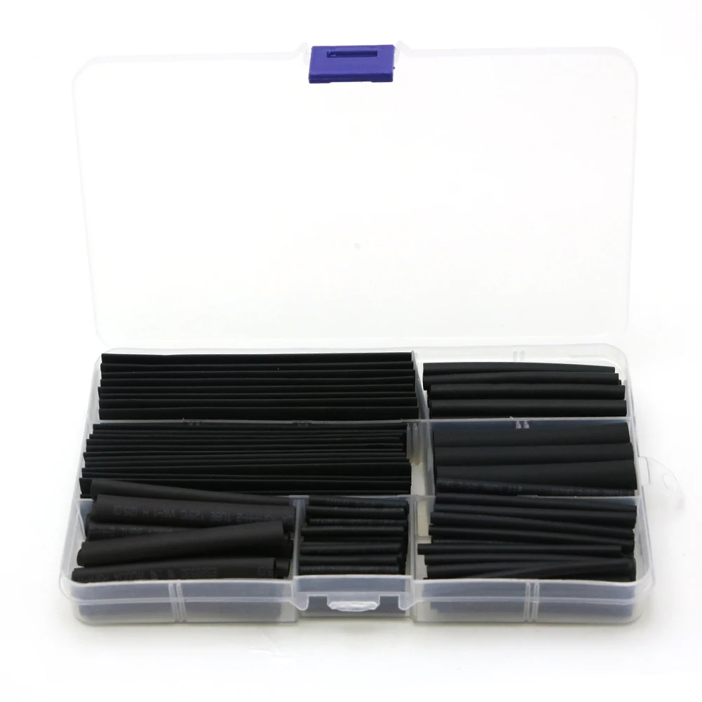 127 / 150 170 650Pcs Heat Shrink Tube 2:1 Black Electric Wire Wrap Insulation Cable Tubing Assortment Electrical Connection | Игрушки и