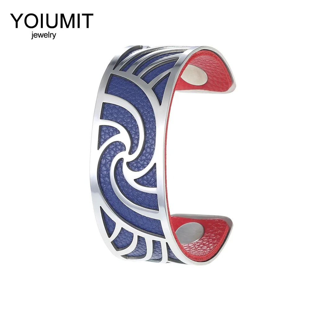 

Yoiumit Interchangeable Leather Cuff Bangles Stainless Steel Bracelet Femme Acier Inoxydable De Luxe Pulseiras Women Bracelets