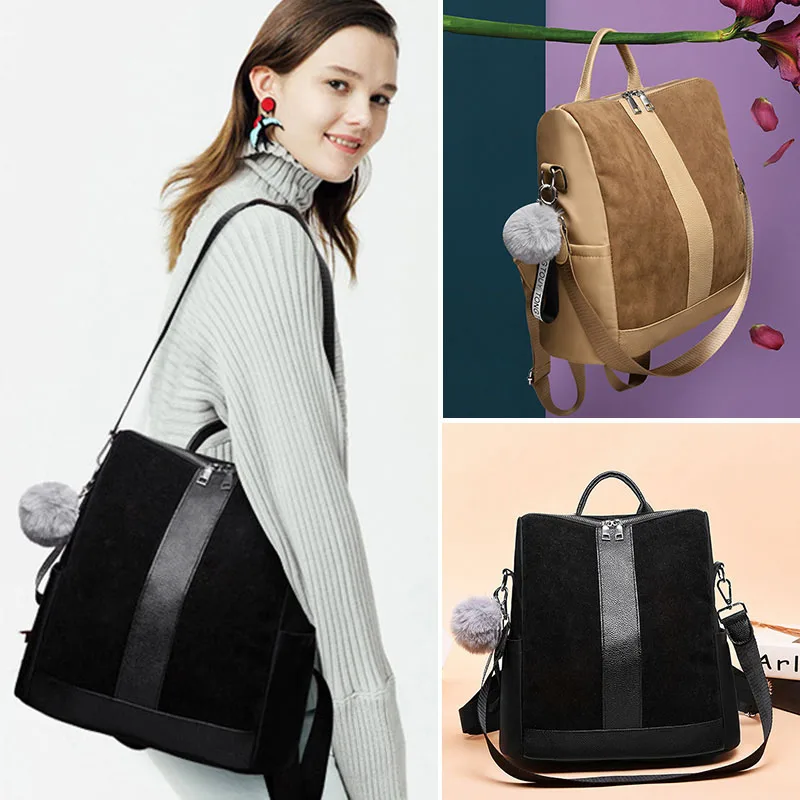 Женский модный замшевый кожаный рюкзак лоскутные рюкзаки для девочек подростков