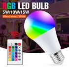 DuuToo RGB светильник лампа E27 Ampoule LED беспроводной пульт дистанционного управления с регулируемой яркостью умная лампа RGBW меняющий цвет светильник s 5 Вт 10 Вт 15 Вт точечный лампочка