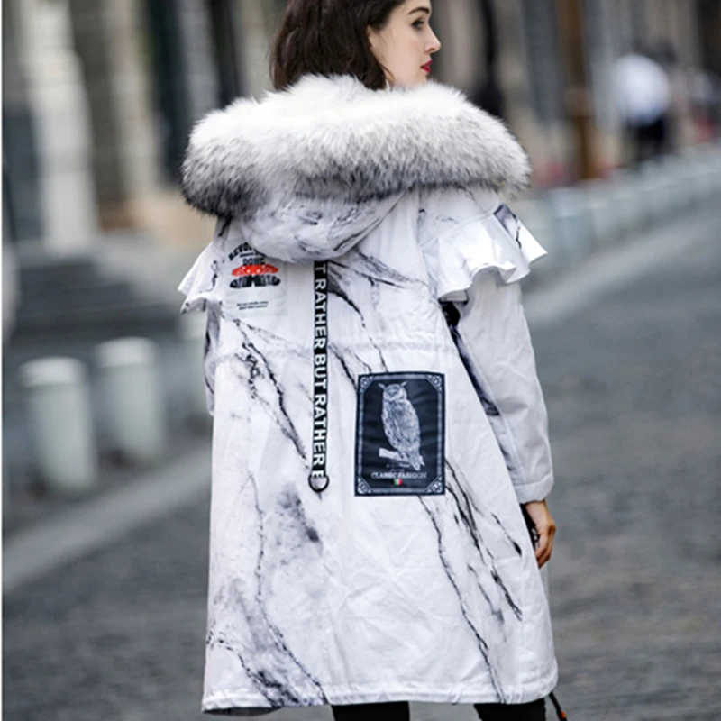 

Warm New Woman Fashion Spring Thicken Hidden discount Long sleeves Hooded Pockets Loose Coat Female Real leather coat CY662