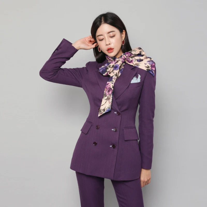 Весна лето формальная модная деловая форма женские брючные костюмы комплект из 2