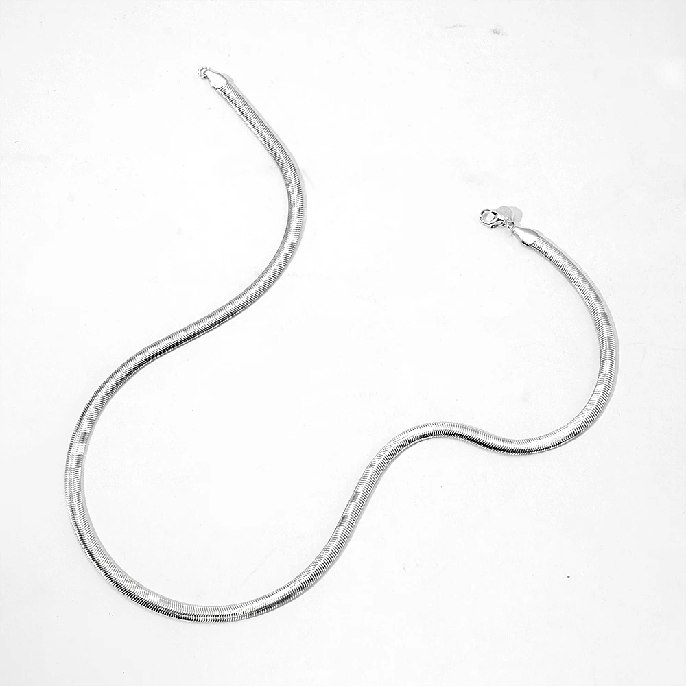 

Цепочка хип-хоп для мужчин и женщин, ожерелье из кубинской цепи под змею 6 мм, цвет серебро, бижутерия «сделай сам», колье, 16-24 дюйма