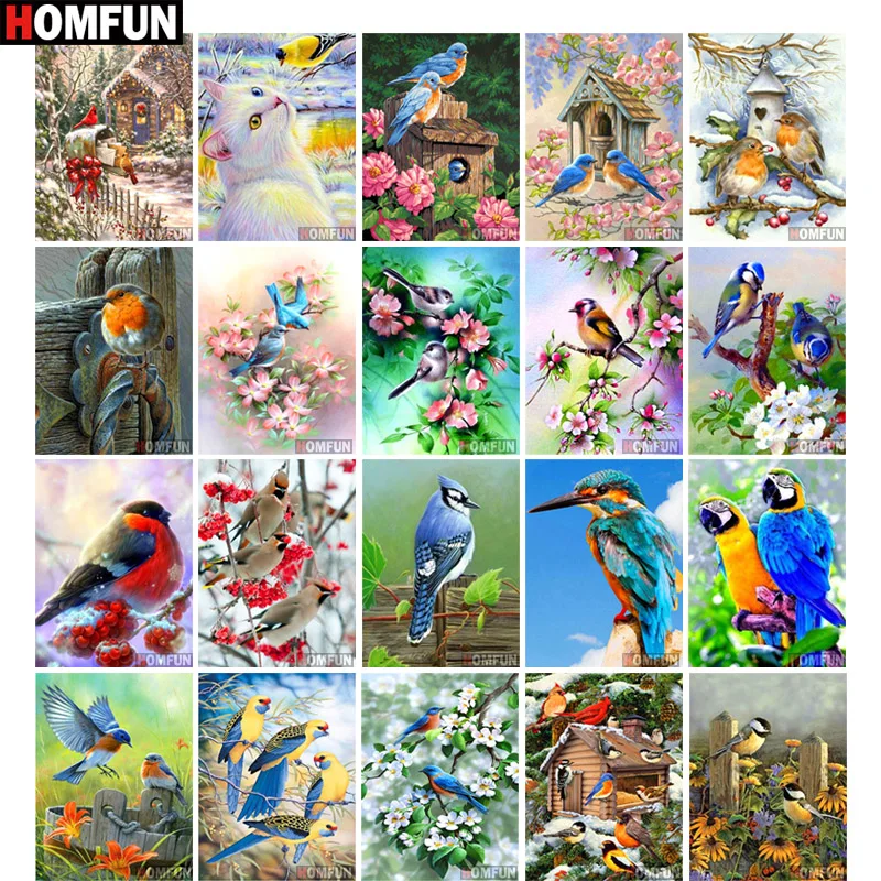 

HOMFUN Full Square/Round Drill 5D DIY Diamond Painting "Animal Bird Scenic" 3D Diamond Embroidery Cross Stitch Home Decor Gift