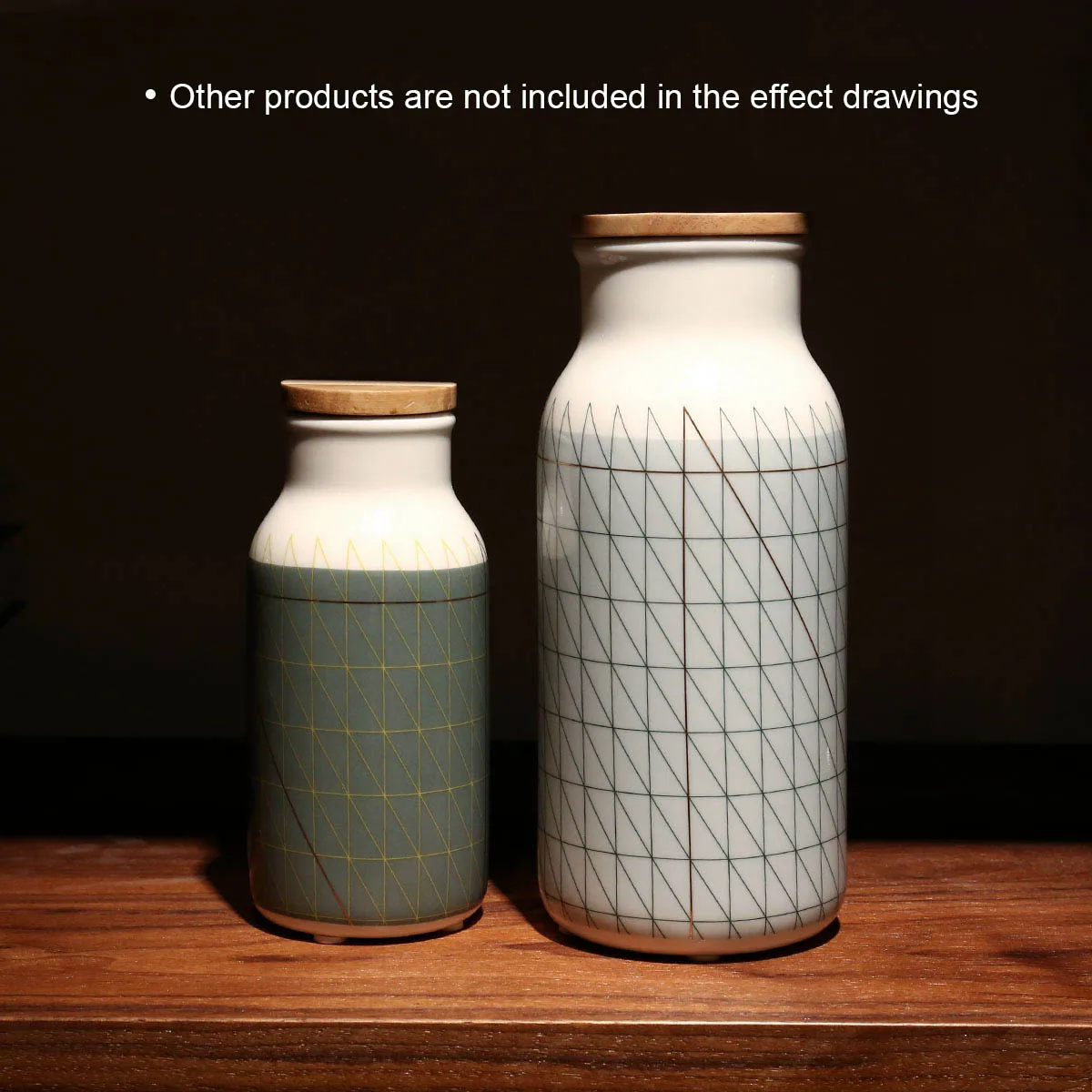 Красивая элегантная керамическая бутылка с деревянной крышкой для сервировки