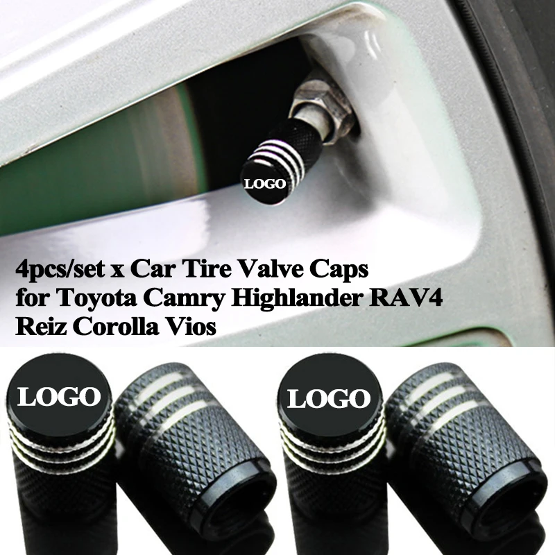 

4pcs/set Car Tire Valve Cap Cover Wheel Valve Mouth Decoration Accessories for Toyota Camry Highlander RAV4 Reiz Corolla Vios