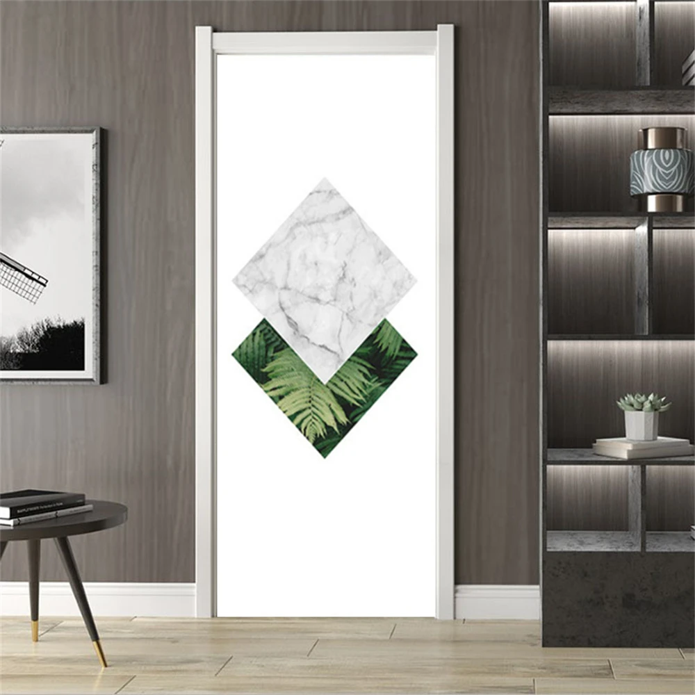 3d Marble Door Sticker Wallpaper Bedroom Boys Girls Room Bathroom Mural Home Decor Abstract Lines White Privacy Poster Glass Art images - 6