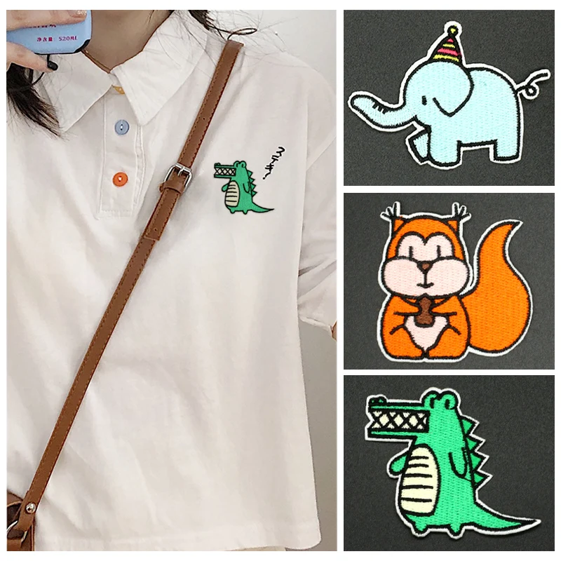 6 шт. аминовая Вышивка Животных Мультяшные железные нашивки для одежды детские