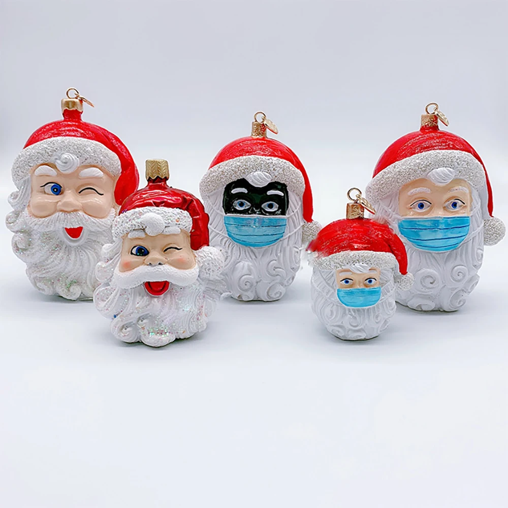 2021 персонализированные украшения для рождественской елки 3D Санта-Клаус с маской