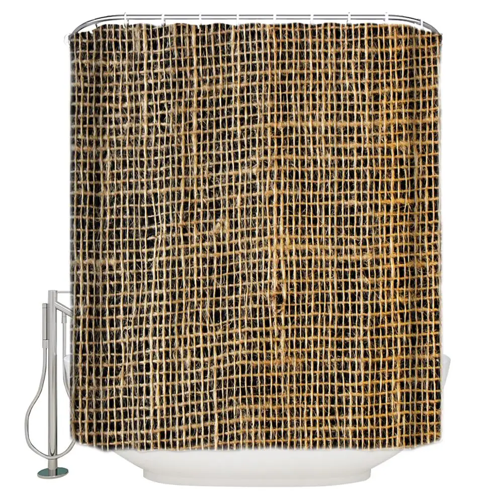 Тканевая занавеска для душа с крючками абстрактная Мешковина состаренная холст