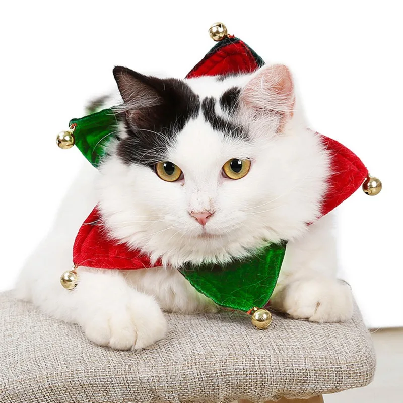 

Pet Holiday Accessories Scarf Dog Christmas Gift Decorative Collar( red and green) With Bells