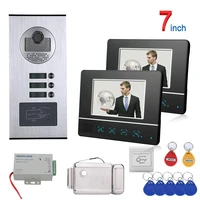 7 inch touch button 2 apartmentfamily video door phone intercom system rfid 1000tvl doorbell camera electric strike lock