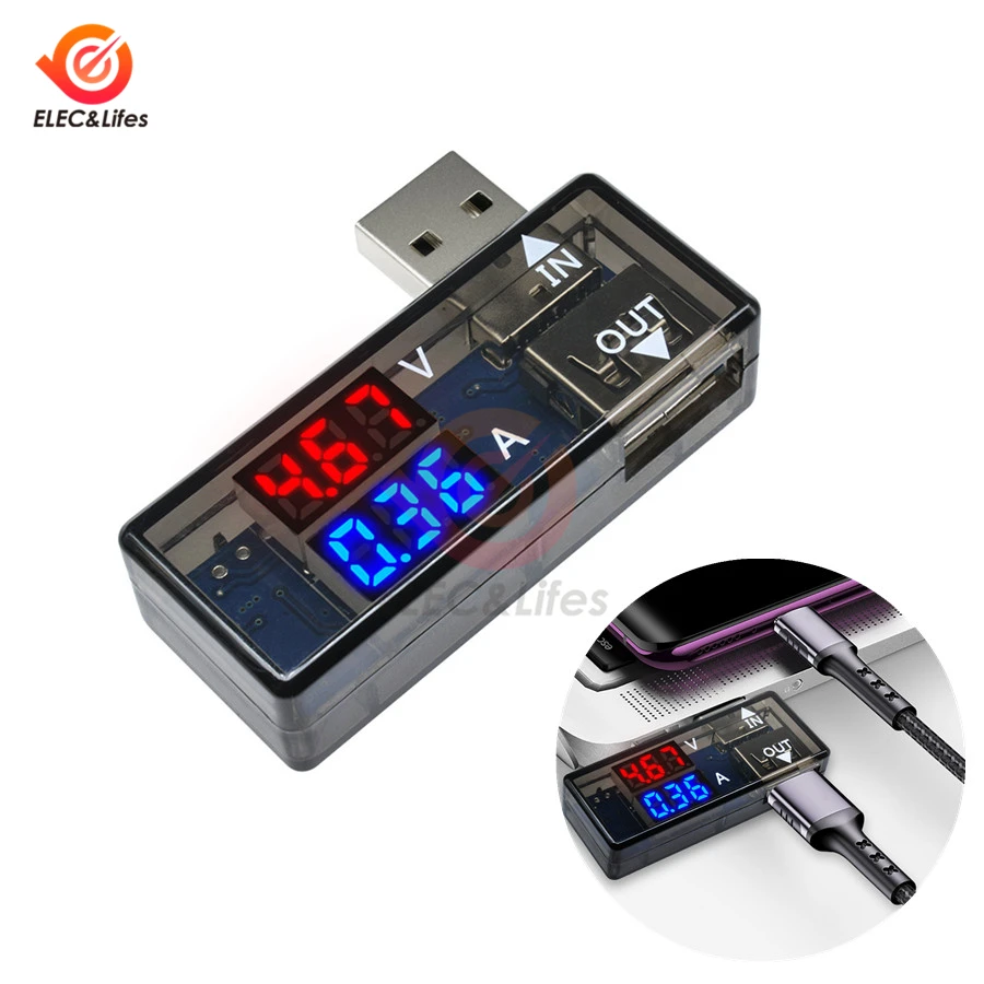 L type version DC 5 в 12 В 3A USB электронный ЖК-цифровой вольтметр Амперметр Красный Синий двойной дисплей Автомобильный USB тестер зарядное устройство ток напряжение Детектор - Цвет: L type version