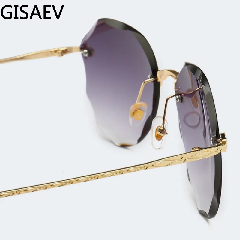 GISAEV Driving Glasses Woman Fashion Rimless Diamond Cutting Lens Ladies Sunglasses Luxury Vintage Classic Shades Ocean | Автомобили и