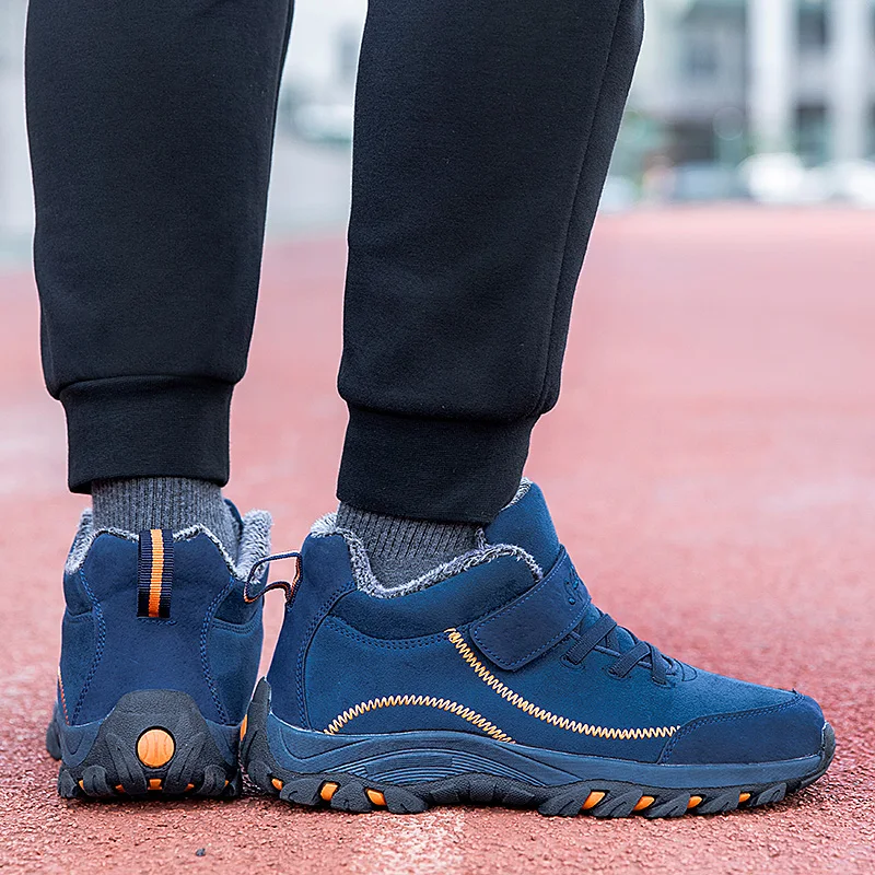 Men Boots Plush Warm Snow Women Boots Men Work Hiking Shoes Sneakers High Top Waterproof Rubber Ankle Boots Plus Size Unisex