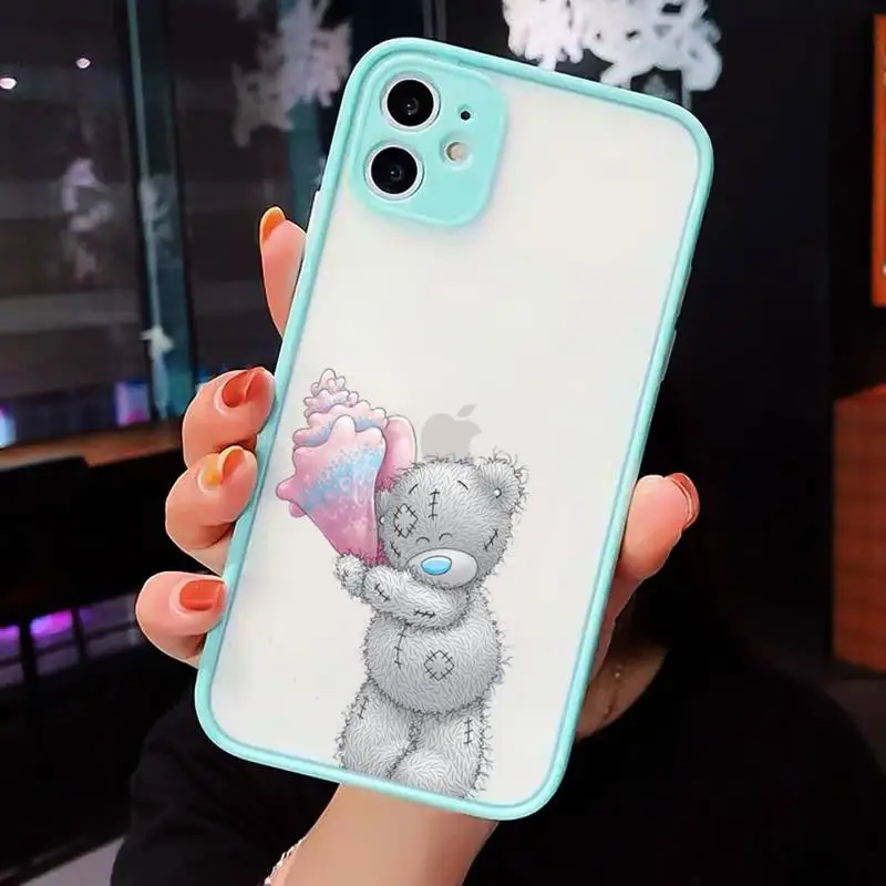 

Lovely Teddy bear Phone Cases Matte Transparent for iPhone 7 8 11 12 s mini pro X XS XR MAX Plus cover funda