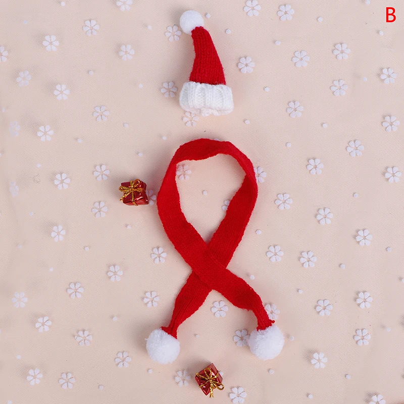 

Cute 1Set 1:12 Dollhouse Christmas Hat Gift Box Scarf Model Set Decor Accessories