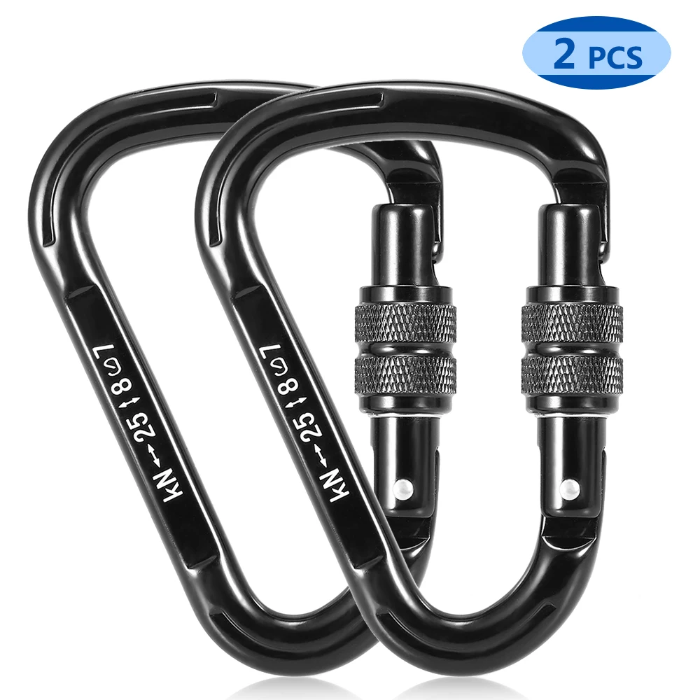 

25KN Screw Locking Gate Carabiner Clip D-shape Carabiner Quick Clip Climbing Backpacking Rappelling climbing accessories