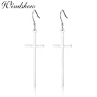 Real 925 Sterling Silver Long Cross Drop Dangle Hook Earrings For Women Girls Jewelry Gift Pendientes Aros Oorbellen Orecchini