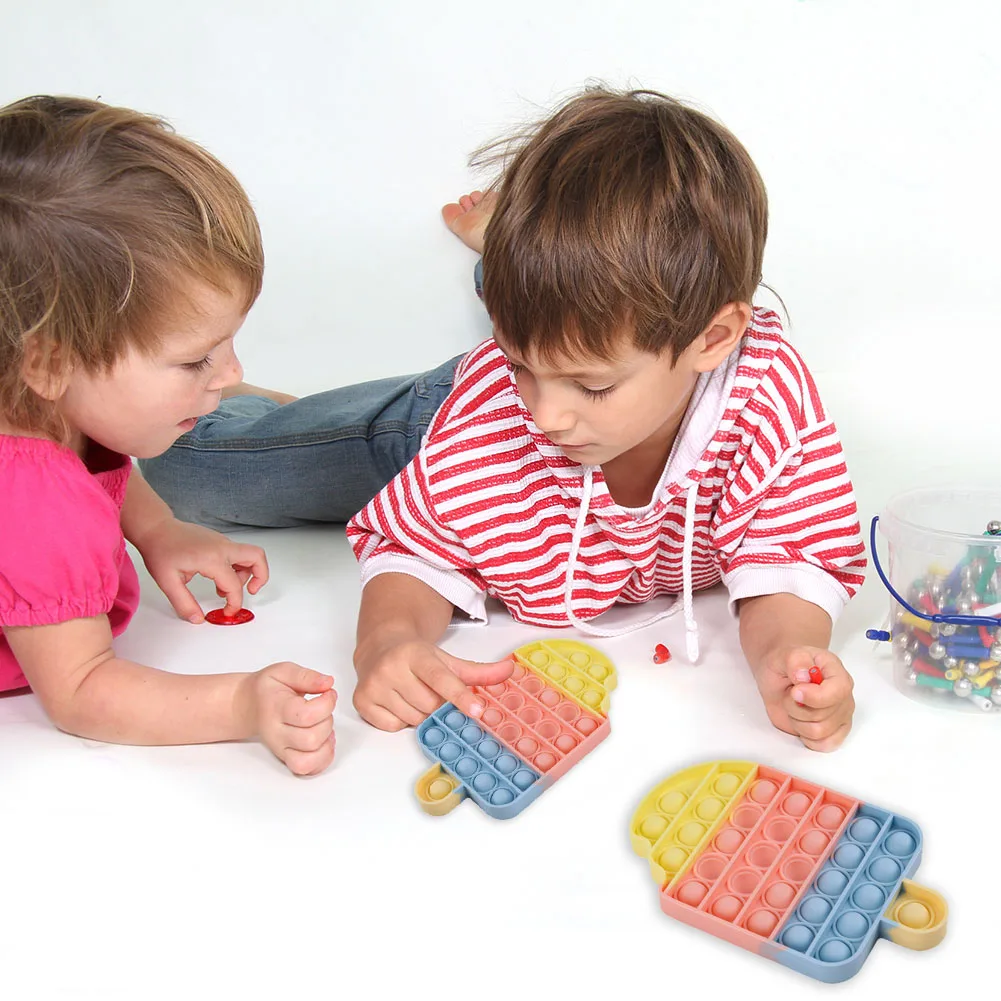 Juguetes para ni&ntilde;os y adultos, juguete de burbujas de silicona con forma de helado, arco&iacute;ris, para aliviar el estr&eacute;s-1