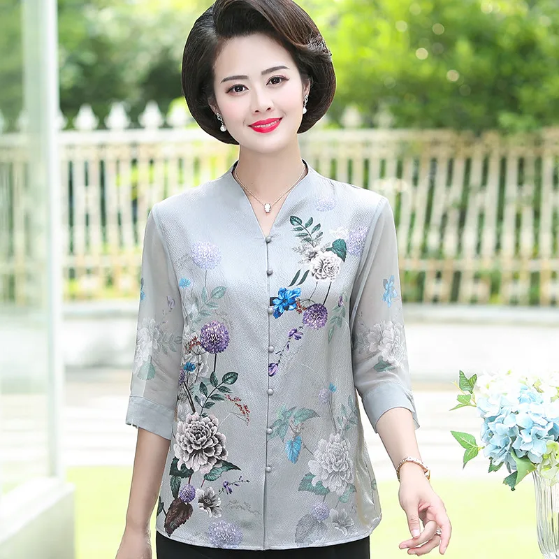 Материнские рубашки размера плюс для женщин среднего возраста весенне-летняя