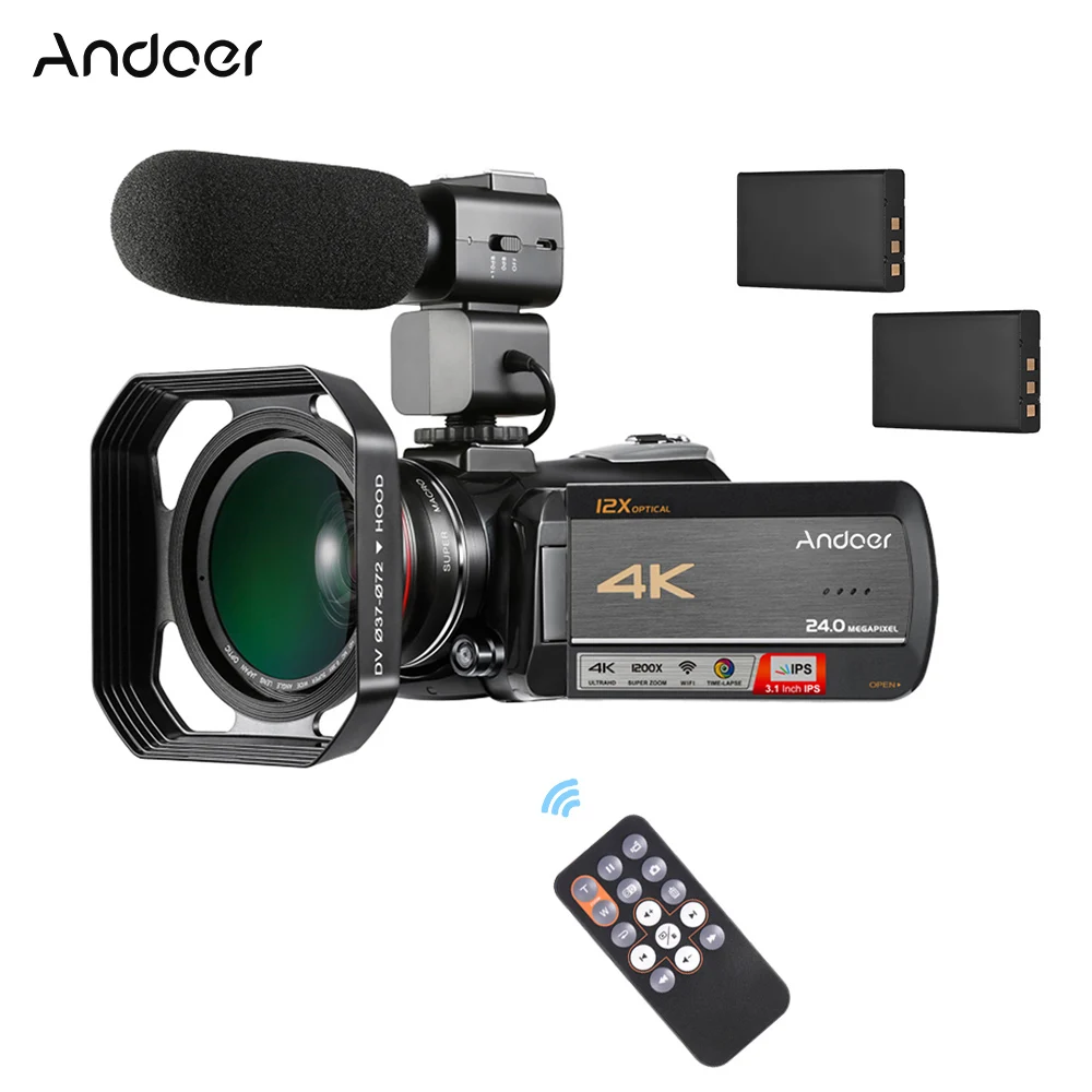 Andoer AC5 сенсорный экран 4K UHD 24 МП WiFi цифровая видеокамера регистратор DV + 0.39X