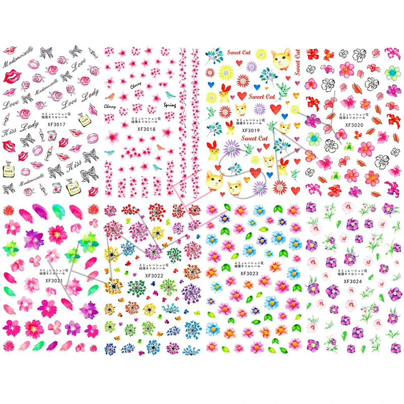 

Nail Art Stickers Decoration Decals Design Manicure Abstract Flower Cartoon Designer Beautiful Nail Sticker Decor Self Adhesive