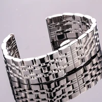 stainless steel watchband bracelet women men silver polished solid metal watch accessories strap 18mm 20mm 22mm 24mm