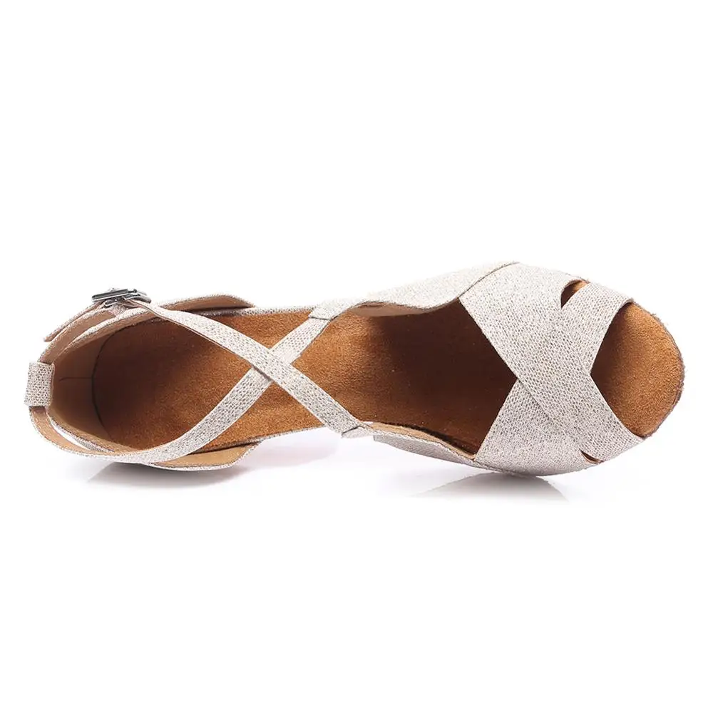Latin Dance-Shoes Women Ballroom Dance Shoes Ladies Girls Modern Tango Practise Dancing Shoes Glitter High Heels Salsa Sandals