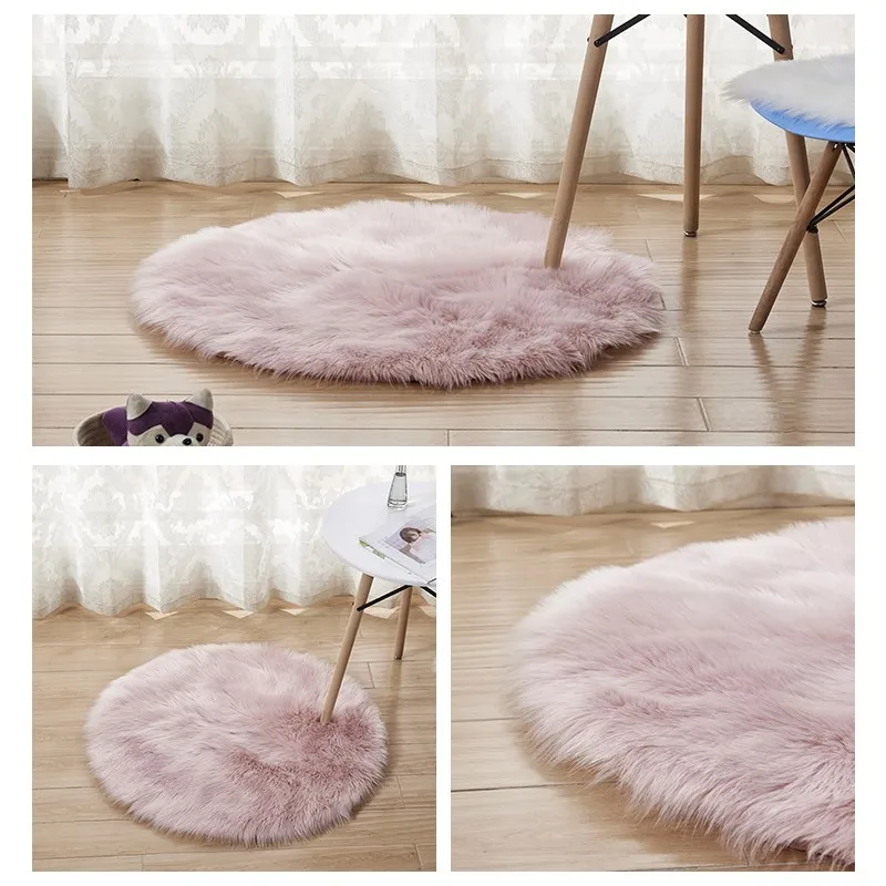 

30CM Round Soft Faux Sheepskin Fur Area Rug Shaggy Artificial Wool Mat For Bedroom Living Room Floor Modern Home Decor Nonslip