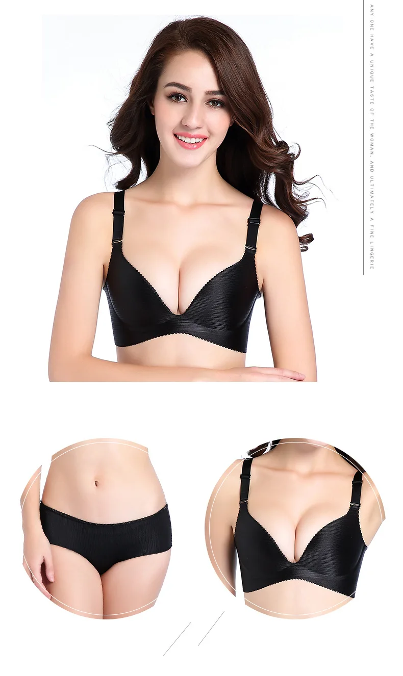 Сексуальные бюстгальтеры с глубоким v образным вырезом для женщин пуш ап нижнее