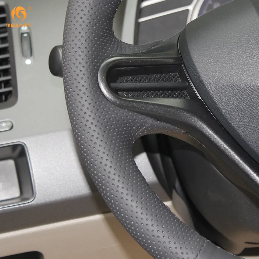 Чехол на руль MEWANT черный чехол из искусственной кожи для Honda Civic 8 2006 2011 (3 спицы)