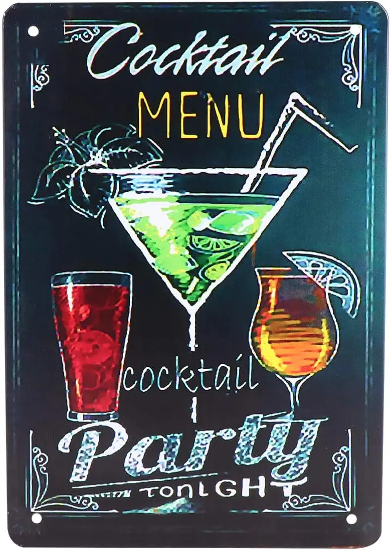 

Металлические вывески, коктейльное меню, настенная Оловянная табличка, настенная живопись, настенное искусство, подходит для улицы, бара, р...