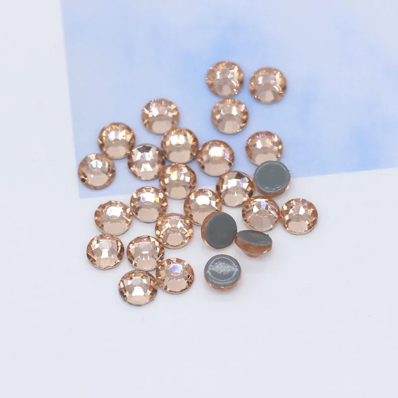 lt peach 144p 5A SS12-ss30 41-Цвета гладить на Стразы с прямой основой с украшением в виде кристаллов Стразы с плоской задней частью, горячая фиксация, супер яркие Стразы Стекло камень для одежды ремесло - Цвет: lt peach