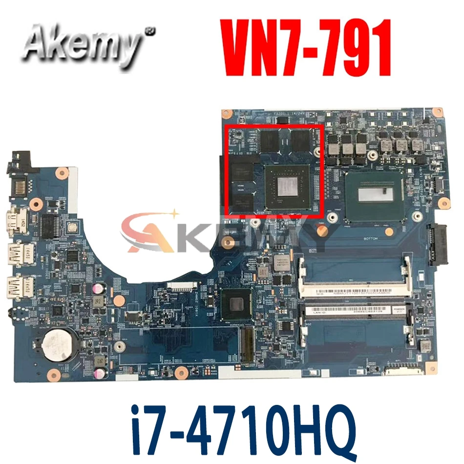 

Akemy laptop Motherboard For ACER Aspire VN7-791 i7-4710HQ Mainboard 14204-1 SR1PX N15P-GT-A2 With 4GB RAM DDR3
