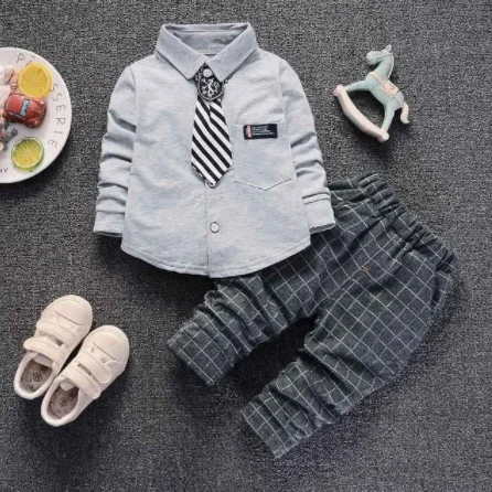 Комплекты одежды для маленьких мальчиков на весну и осень одежда топ + штаны