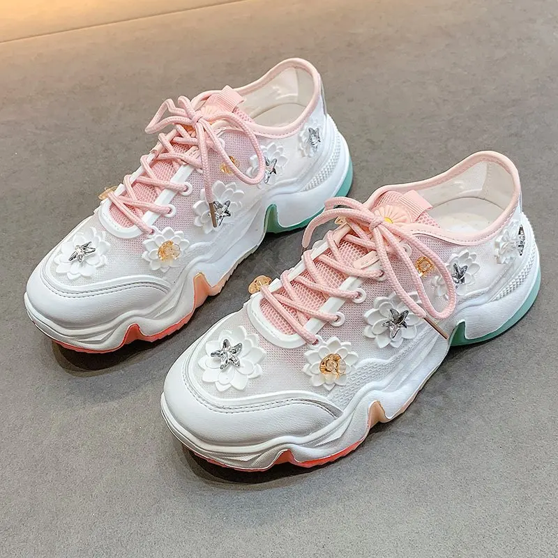 

Rainbow old shoes women's spring and summer new thick-soled net shoes fashion increase casual breathable mesh sneakers X827
