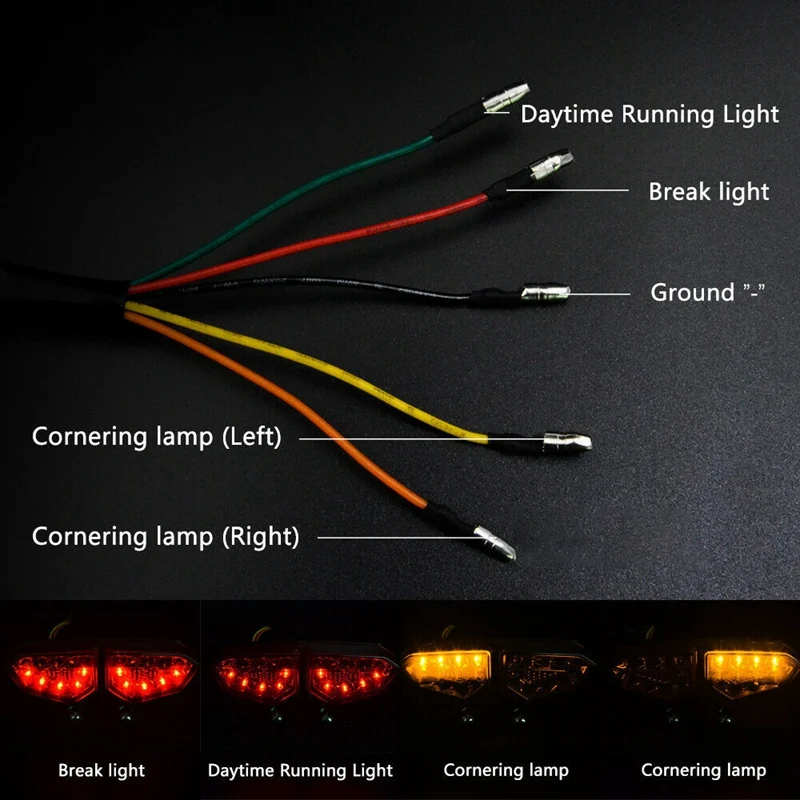 

Motorcycle 16 LED Turn Signals Brake Light License Plate Integrated Tail Light for Honda Yamaha Suzuki Kawasaki