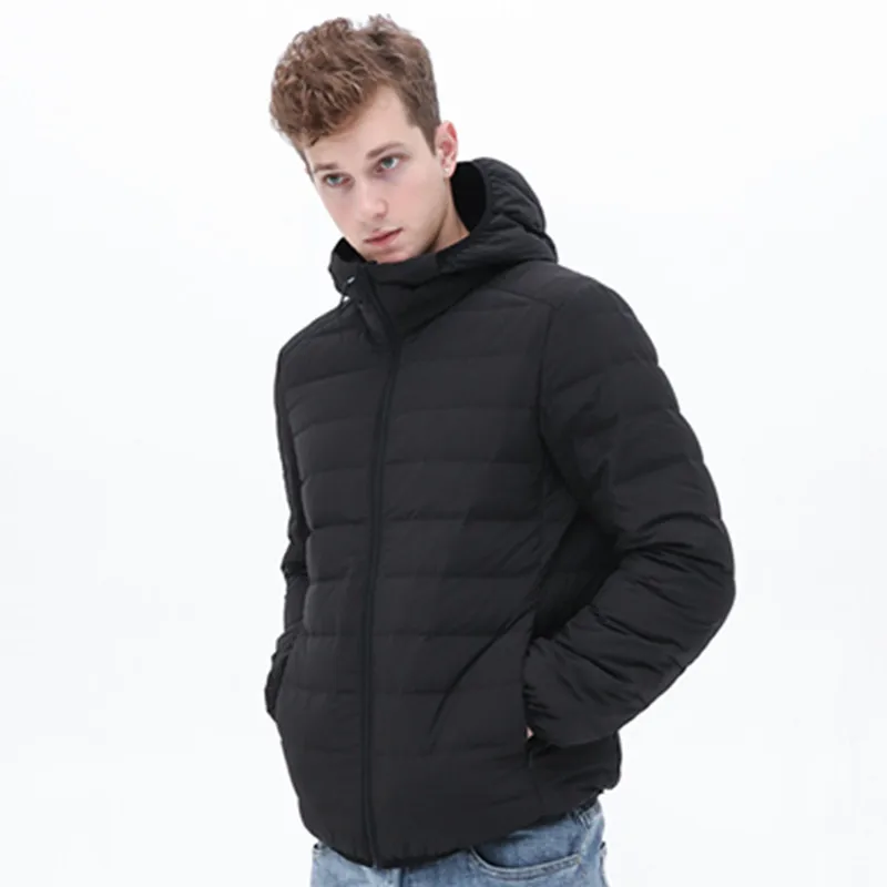 Down Jacket Men's New Lightweight Short Hooded Fashion Loose Slim Coat Large Size Autumn and Winter