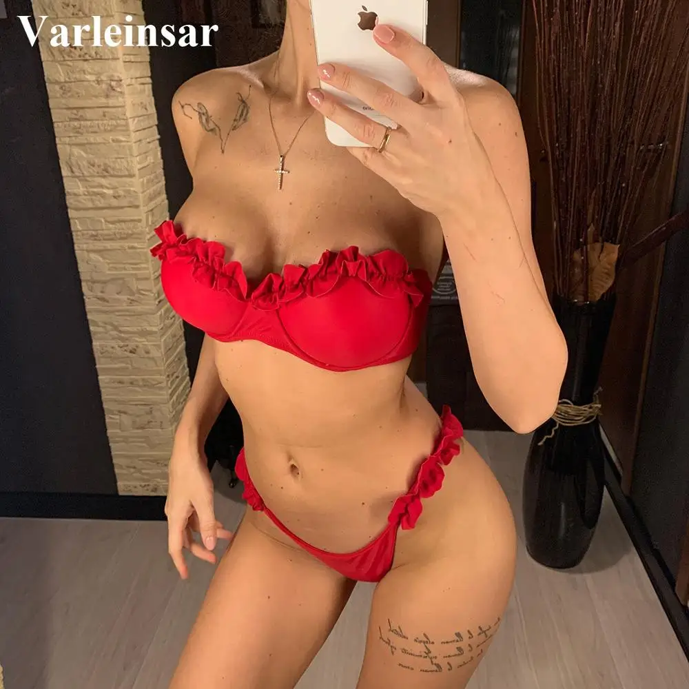 Бандо бикини пуш-ап купальный костюм женский комплект из двух предметов с