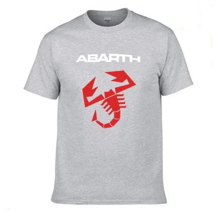 

New Summer Mens Short sleeve for Abarth Car Logo printing Cotton Solid color Crew neck Short Sleeve casual Men's T-shirt