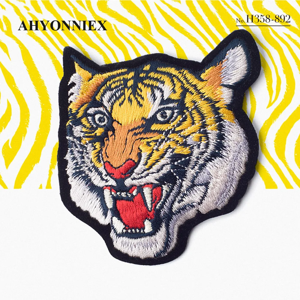 Нашивки AHYONNIEX с вышивкой льва тигра для мальчиков патчи сумок одежды элегантные