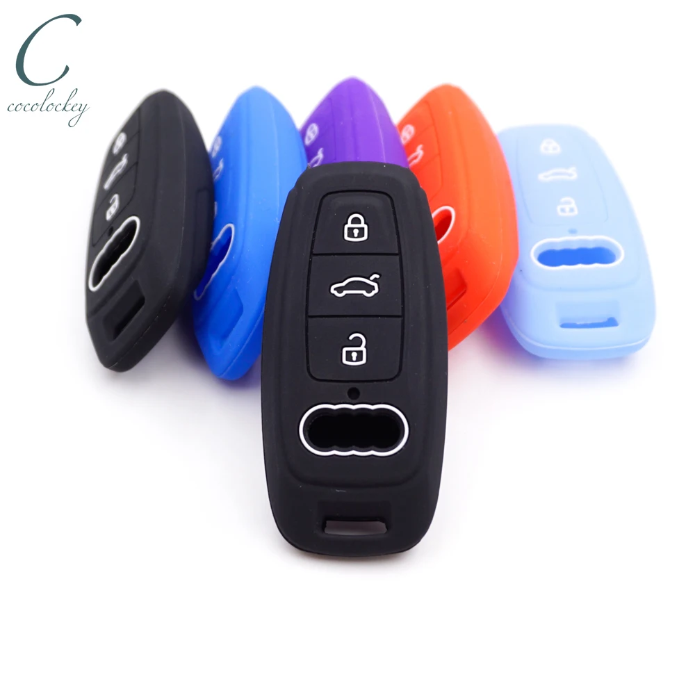 

Cocolockey Key Fob Case Skin Fit for AUDI A6 A6L A7 A8 Smart Key Keyless Enter 3buttons For Silicone Car Key Cover 2019 2020 Car