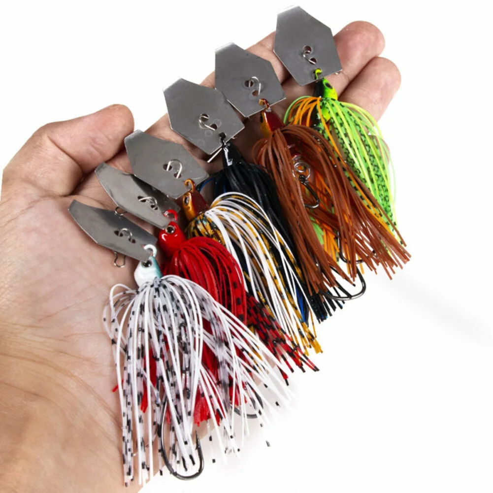 Enlarge 6pcs 11g Chatterbait Whiskers Blade Bait With Rubber Skirt Buzzbait Fishing Lures Tackle For Fishing