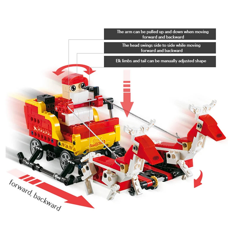 

2 IN 1 Blocks 439Pcs Santa Claus Snowmoble Model Building Block Technic Sound Induction Light Bricks Christmas Gifts Kids Toys