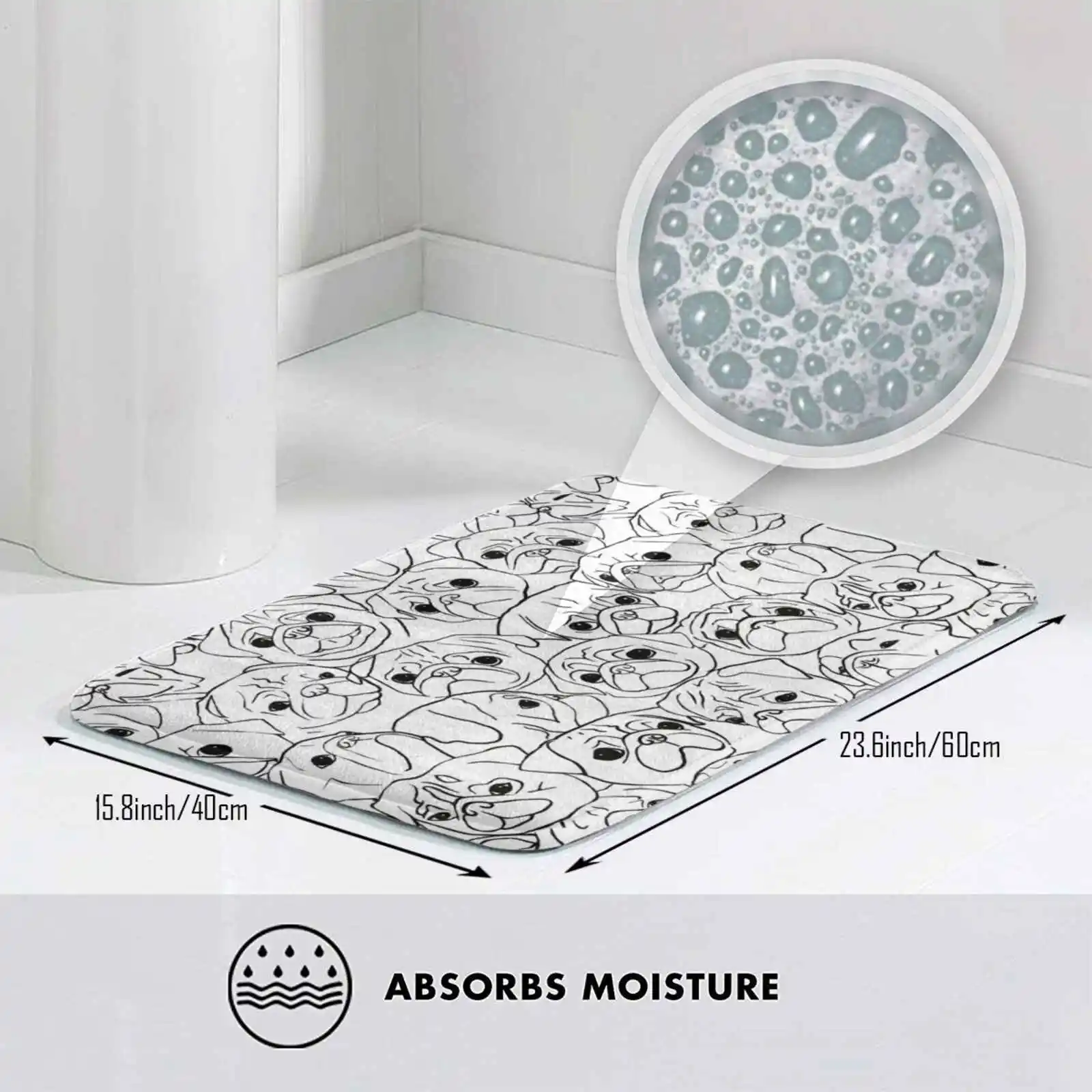 Мягкий Нескользящий Коврик для рисования Мопсов 3D Рисунок лески коврик подушка