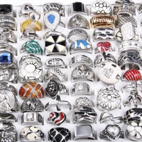 big promotion 50 pcs metal rings cartoon pictures charm jewelry stainless steel diverse styles trendy gift for men women