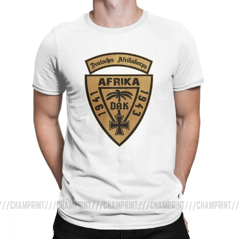 Мужская футболка для отдыха с круглым вырезом, хлопковая Футболка DAK Deutsches Africa 1941-43, футболки с графическим принтом - Цвет: Белый